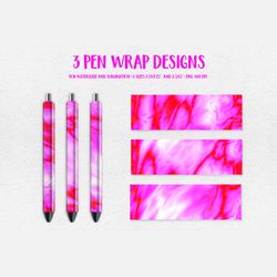 hot pink marble pen wrap template. sublimation or waterslide epoxy pen design