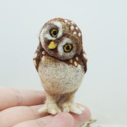 miniature needle felted burrowing owl