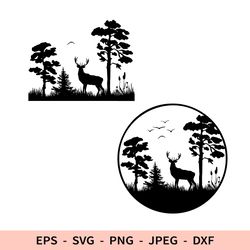 deer svg hunting svg dxf file for cricut deer in forest png
