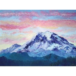 rainier mount original oil painting national park artwork