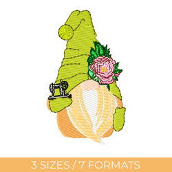 sewing gnome, embroidery design, embroidery file, pes embroidery, gnomes embroidery, machine embroidery design