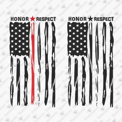 Thin Red Line Blue Line First Responders USA Flag Distressed Police Firefighters Cut File Shirt Design