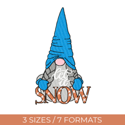 winter gnome, embroidery design, snow embroidery, gnome embroidery, embroidery pes, machine embroidery file