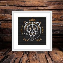 leo cross stitch pattern, horoscope cross stitch chart, animals cross stitch, hoop art, embroidery, leon xstitch