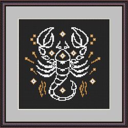 scorpion cross stitch pattern, horoscope cross stitch chart, animals cross stitch, hoop art, embroidery, scorpio xstitch