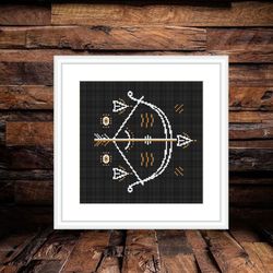 sagittarius cross stitch pattern, horoscope cross stitch chart, zodiac cross stitch, hoop art, embroidery, sagittarius