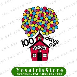 100 days of school house svg, kid house school svg, 100th day of school svg, cut files, 100 days of school balloon, svg