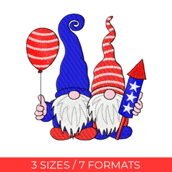 Patriotic gnomes, Embroidery design, Independence day , Gnome embroidery, Embroidery pes, Machine embroidery