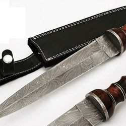 roman gladius sword dagger, rose wood handle,  handmade damascus swords with leather sheath