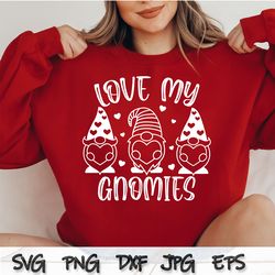 love my gnomes valentines day svg png dxf, valentine gnome svg, gnome svg, kids valentine svg, silhouette, cricut