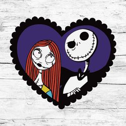 jack sally valentine svg, layered jack sally heart svg, jack skellington valentine svg