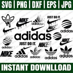 bundle 18 files adidas  logo fashion svg, adidas logo svg,  nike logo svg, mickey nike svg bundle, nike dripping svg