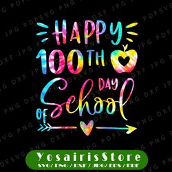 Tie Dye Happy 100th Day Of School Png, Teacher Student 100 Days Png, Teacher Png, Kindergarten Png, Schooling Png