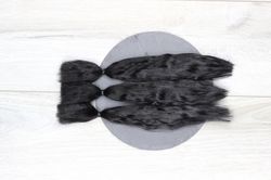 mohair doll hair 0.35 oz 19-28 cm color ultra black organic locks angora barbie reborn blythe bjd bullip doll parts