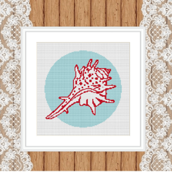 shellfish cross stitch pattern pdf,  easy cross stitch chart, modern cross stitch, shell xstitch, rapan cross stitch