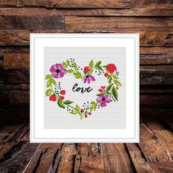 valentine's day cross stitch pattern pdf,  easy cross stitch chart, statement cross stitch, heart love xstitch