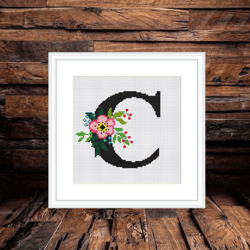 letter c cross stitch pdf, family name cross stitch, monogram c cross stitch, c cross stitc cross stitch,  wedding