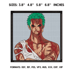 zoro embroidery design file/ one piece anime embroidery design/ machine  design pes dst. swoosh roronoa zoro embroidery