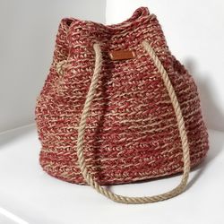 bucket bag crochet jute bag crochet sac shoulder tote bag knitted bag shopper bag