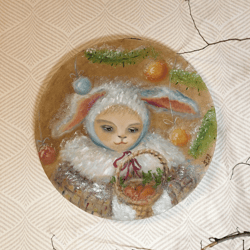 rabbit painting oil original bunny art gift symbol new year 2023