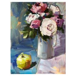 roses oil painting flowers original art wall art decor