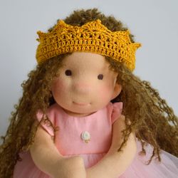 ready to ship knitted crown for waldorf doll 12'' (30 cm) – doll outfit