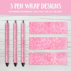 pink hearts confetti epoxy pen wrap sublimation design