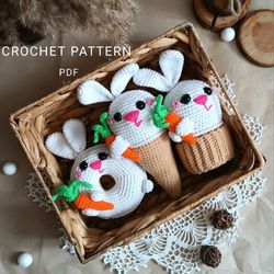 crochet pattern set easter bunny, easter crochet pattern, easter bunny amigurumi, crochet sweets, crochet rabbit, croche