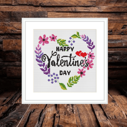 valentine's day cross stitch pattern pdf,  easy cross stitch chart, statement cross stitch, heart love xstitch