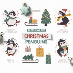 penguin svg, christmas svg, new year svg, penguin png