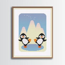 penguins cross stitch pattern, animals cross stitch, digital pdf