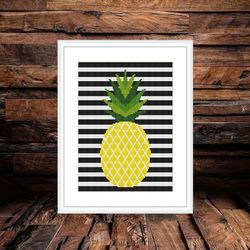 pineapple cross stitch pattern,  easy cross stitch chart, valentine's day, cross stitch, embroidery, heart xstitch, love