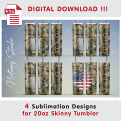 4 Marines Seamless Sublimation Patterns - 20oz SKINNY TUMBLER - Full Tumbler Wrap