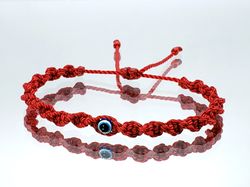 evil eye bracelet, red string braided bracelet, kabbalah wristband, good luck charm