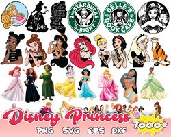 7000 disney princess svg bundle, frozen svg, snow white svg, little mermaid svg, princess clipart, princess png, ariel s