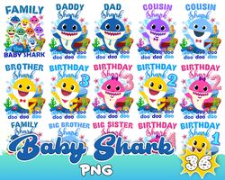 baby shark birthday png, shark decor digital clipart bundle png, baby shark png clipart