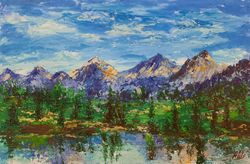 colorado painting original acrylic painting rocky mountains landscape impasto painting lake painting