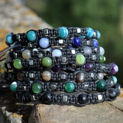 agate bracelets gemstone cotton cord mens womens woven bracelet witchcraft jewelry