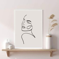 mid century art, face line art, abstract face drawing, woman abstract print, boho decor, boho print digital, boho poster