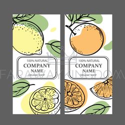 lemon orange labels design stickers vector illustration set