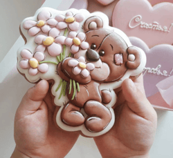 custom stamp cookie cutters for cake topper gingerbread decor bear with flowers cutters sugar cookies polimer clay