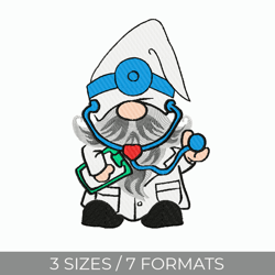 doctor, embroidery design, digital embroidery, embroidery file, medical embroidery, gnomes embroidery