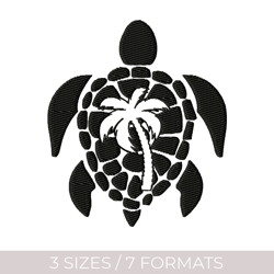 turtle, embroidery file, pes embroidery designs, palm embroidery, summer embroidery