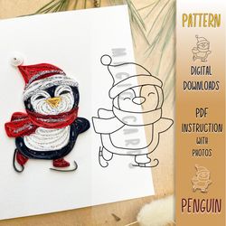 digital download - pattern paper quilling penguin - diy