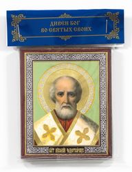 nicholas the wonderworker orthodox blessed wooden icon compact size orthodox gift free shipping