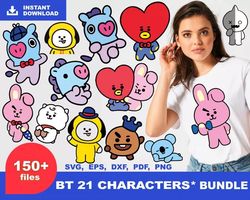 bt21 svg files, bt 21 svg cut files, bt21 png designs, cricut files, bt21 layered, bt 21 clipart images