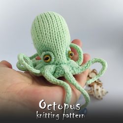 octopus toy knitting pattern, cute knitted toy, seaside animal, octopus tutorial, stuffed animal pattern, handmade toy