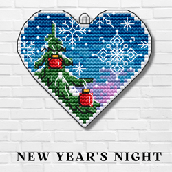 "new year's night" x-mass crossstitch pattern