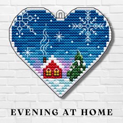 "evening at home" x-mass crossstitch pattern