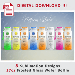 8 inspired ciroc templates - seamless sublimation pattern - 17oz frosted bottle - full wrap